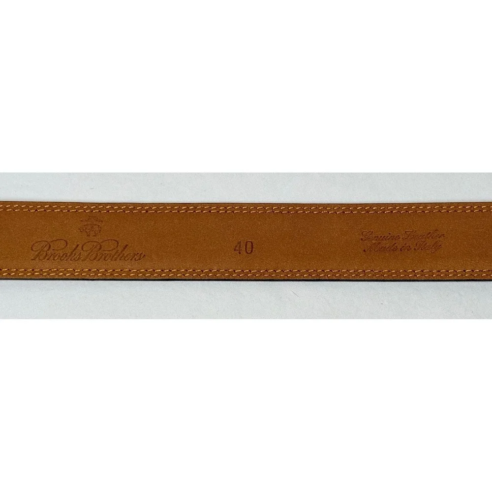 Brooks Brothers Black Leather Belt Made In Italy Silver Buckle 40